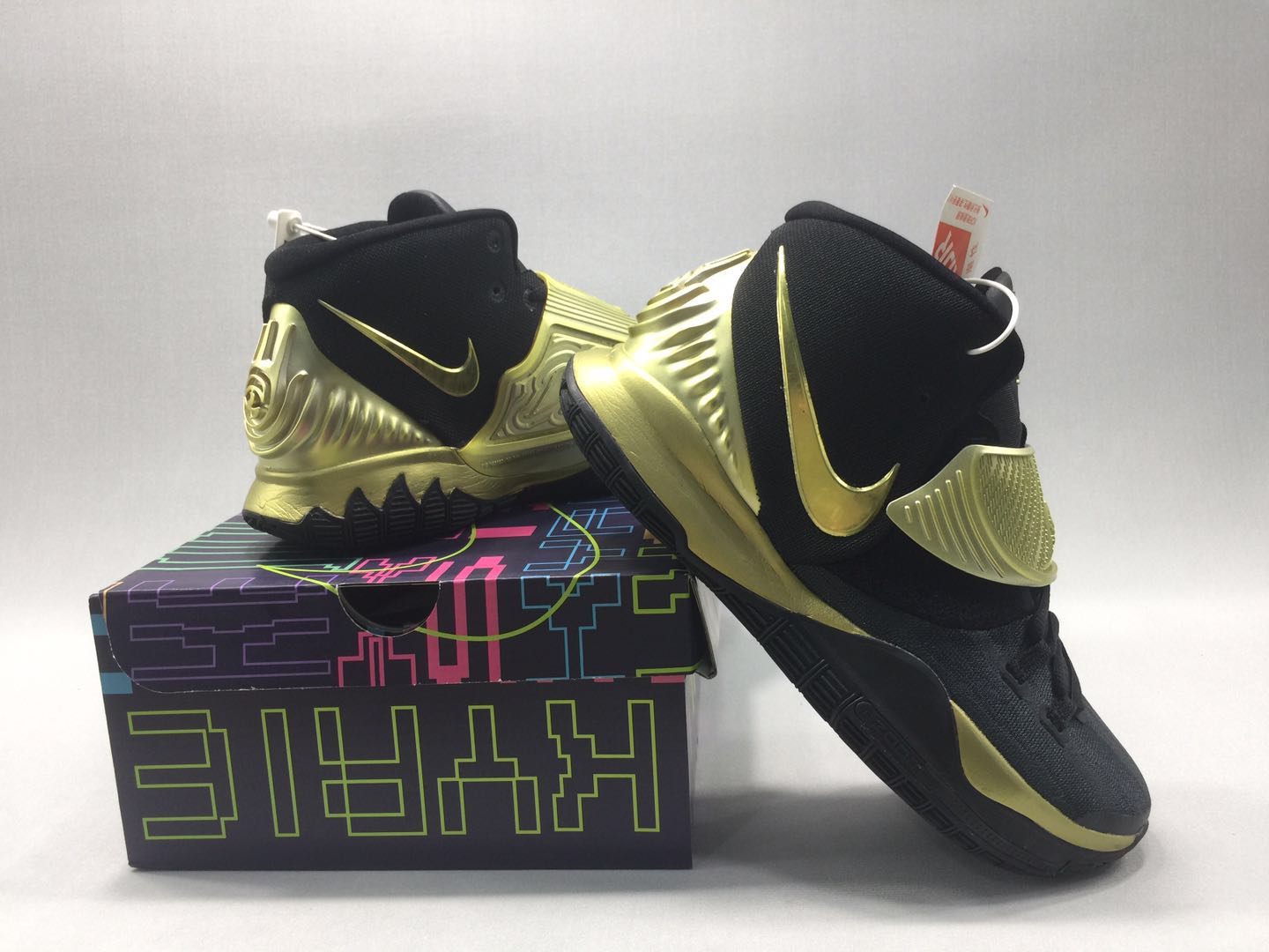 2020 Men Nike Kyrie Irving VI Black Yellow Gold Shoes - Click Image to Close